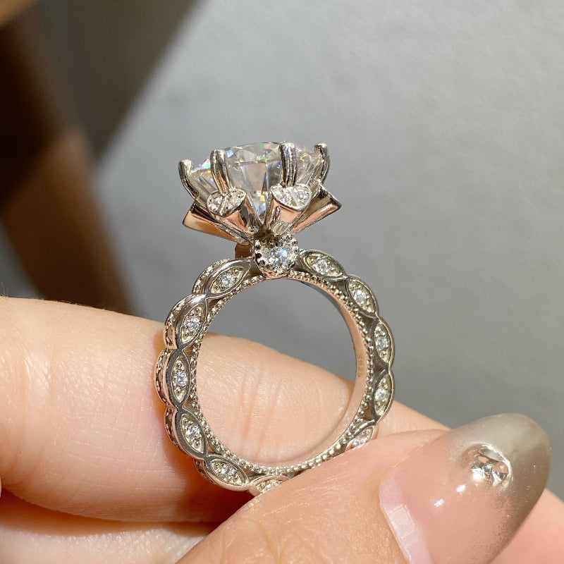Luxury 5CT Moissanite Blossom Ring in Sterling Silver Elegant Proposal Jewelry