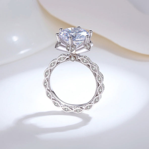 Luxury 5CT Moissanite Blossom Ring in Sterling Silver Elegant Proposal Jewelry