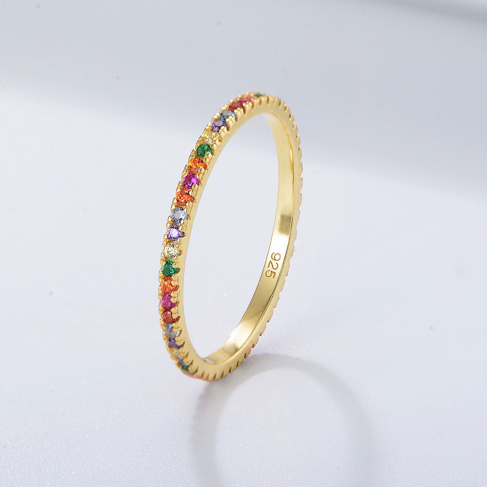 Golden Tone Multi-Color Eternity Band Stackable Ring