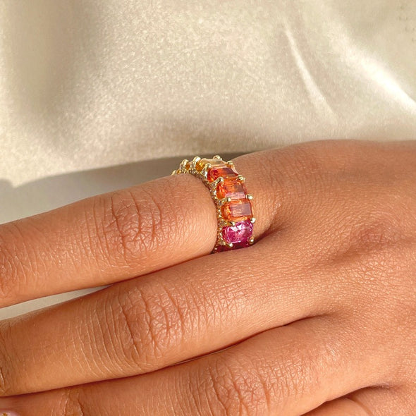 Rainbow Multicolor Eternity Band Ring