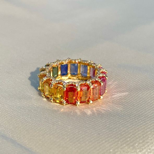 Rainbow Multicolor Eternity Band Ring