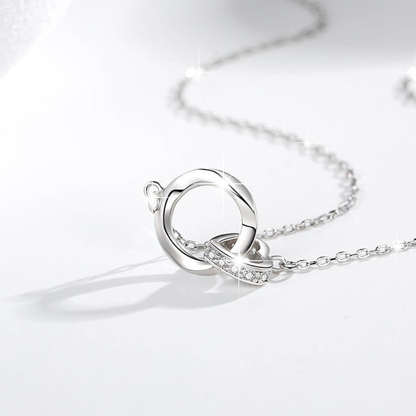 Double Mobius Circle Necklace in Sterling Silver