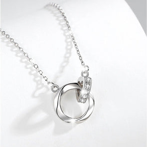 Double Mobius Circle Necklace in Sterling Silver