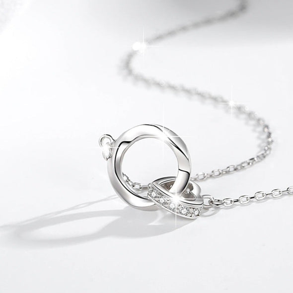 Double Mobius Circle Necklace in Sterling Silver