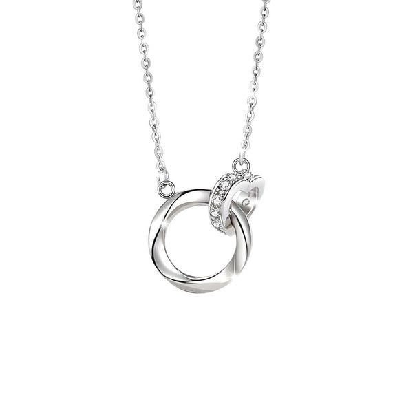 Double Mobius Circle Necklace in Sterling Silver