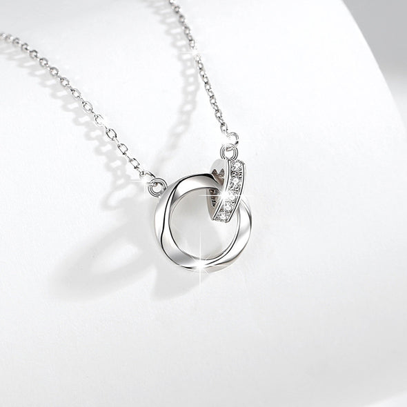 Double Mobius Circle Necklace in Sterling Silver