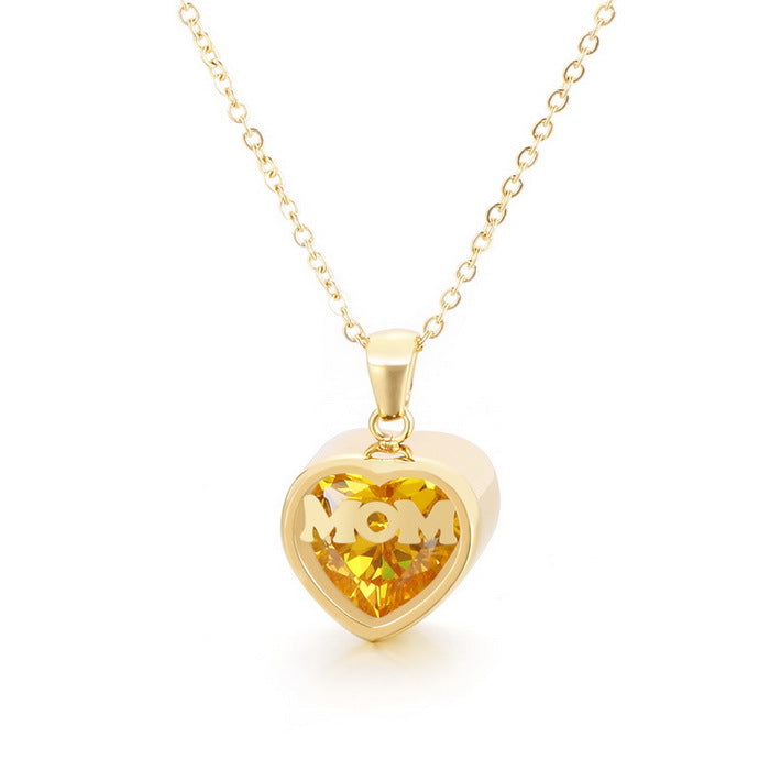 Personalized  Heart Cut Pendant Necklace For Mom