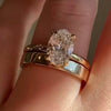 2PCS Golden Tone Oval Cut Plain Band Bridal Set