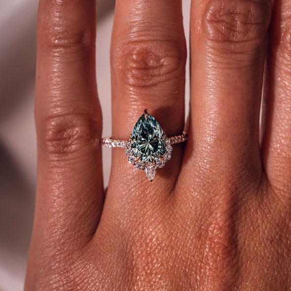 Vintage Rose Gold Pear Cut Paraiba Tourmaline Engagement Ring