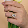 Classic Solitaire Pear Cut  Golden Tone Engagement Ring