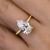 Classic Solitaire Pear Cut  Golden Tone Engagement Ring