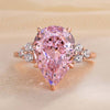 Three Stone Pear Cut Pink Stone Engagement Ring