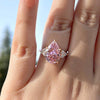 Three Stone Pear Cut Pink Stone Engagement Ring