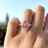 Three Stone Pear Cut Pink Stone Engagement Ring