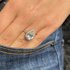 Pear Cut Halo 3 Prong Engagement Ring In Sterling Silver