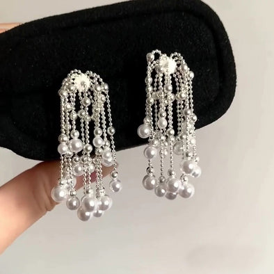 Elegant Pearl Tassel Earrings – Dainty Drop Earrings for Women