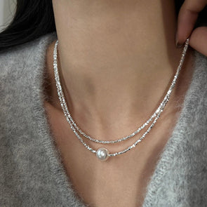 Elegant Pearl Necklace in Sterling Silver