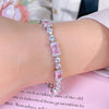 Radiant Cut Pink Gemstone Tennis Bracelet in Sterling Silver