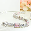 Radiant Cut Pink Gemstone Tennis Bracelet in Sterling Silver