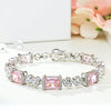 Radiant Cut Pink Gemstone Tennis Bracelet in Sterling Silver