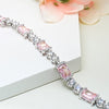 Radiant Cut Pink Gemstone Tennis Bracelet in Sterling Silver