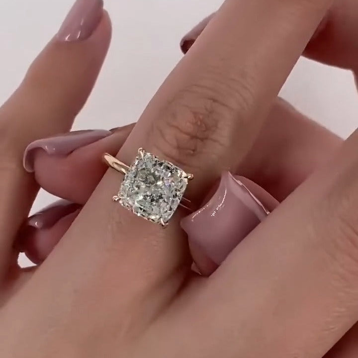 Hidden Halo Radiant Cut Engagement Ring  in Sterling Silver