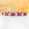 Classic Baguette Emerald Blue Red Gemstone Tennis Bracelet in Sterling Silver