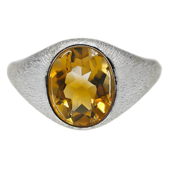 Oval Cut Citrine Open Ring in Sterling Silver