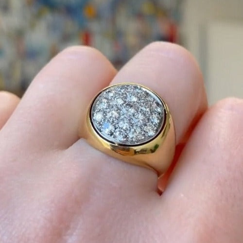 Luxury Round Cut Pave Signet Ring