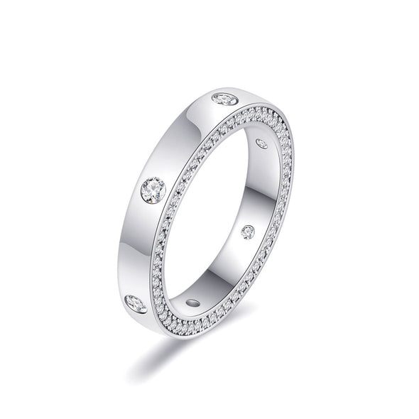 Round Cut Gemstone Accents Wedding Band