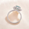 Snowflake Round Cut Cyan Blue Engagement Ring In Sterling Silver