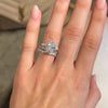 3PCS Cushion Cut Three Stone Bridal Set Rings In Sterling Silver