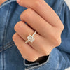 Gold Plated Vintage Emerald Cut Engagement Ring with Side Stones