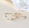 2pcs Solitaire Princess Cut Bridal Ring Set in Sterling Silver