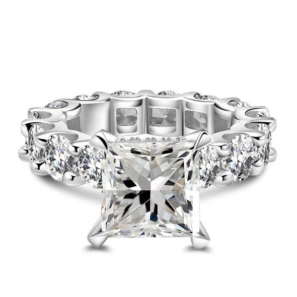 Princess Cut Eternity Sterling Silver Engagement Ring