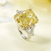 Yellow Radiant Cut Three Stone Engagement Ring Wedding Ring in Sterling Silver