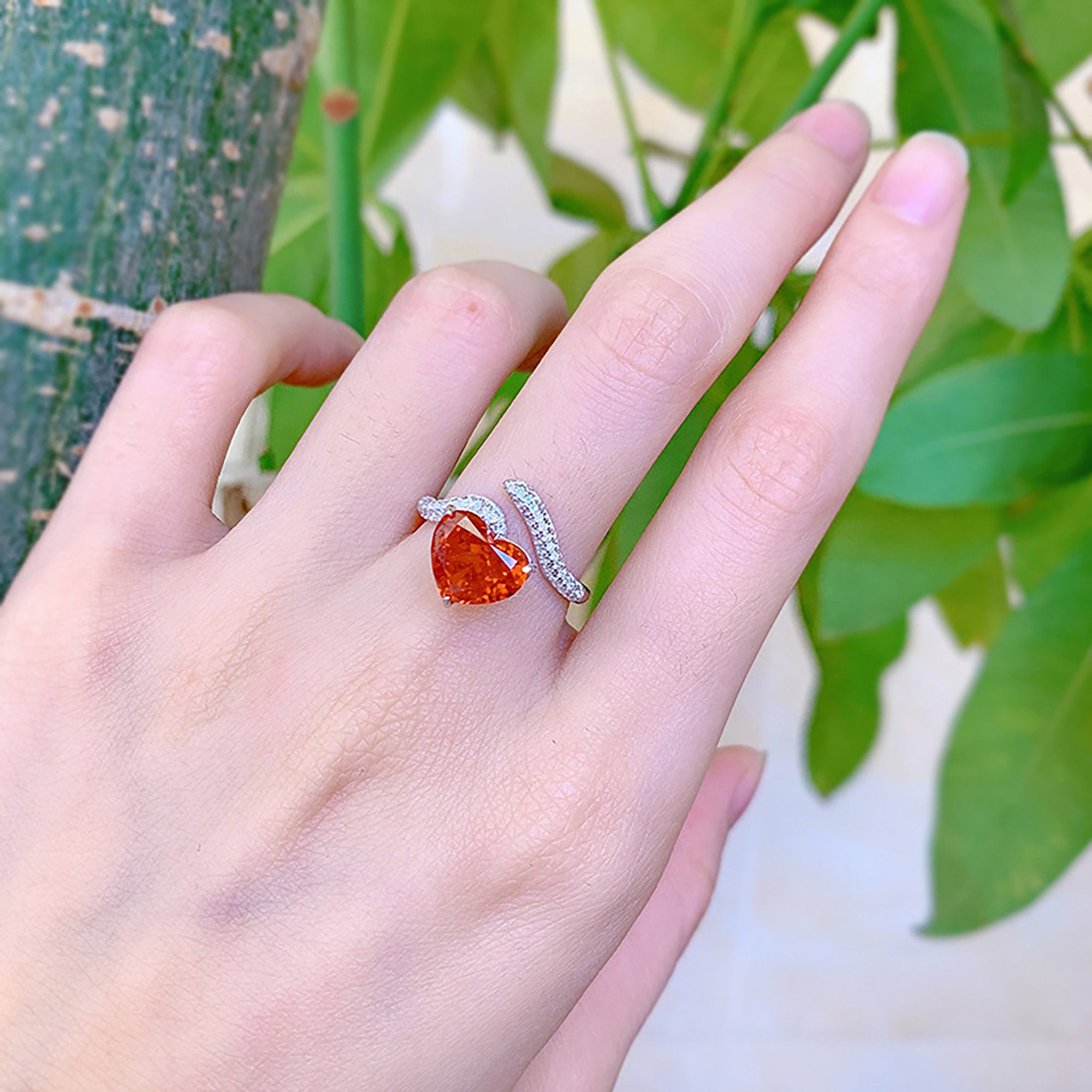 Heart Cut Red Ruby Engagement Wedding Ring in Sterling Silver