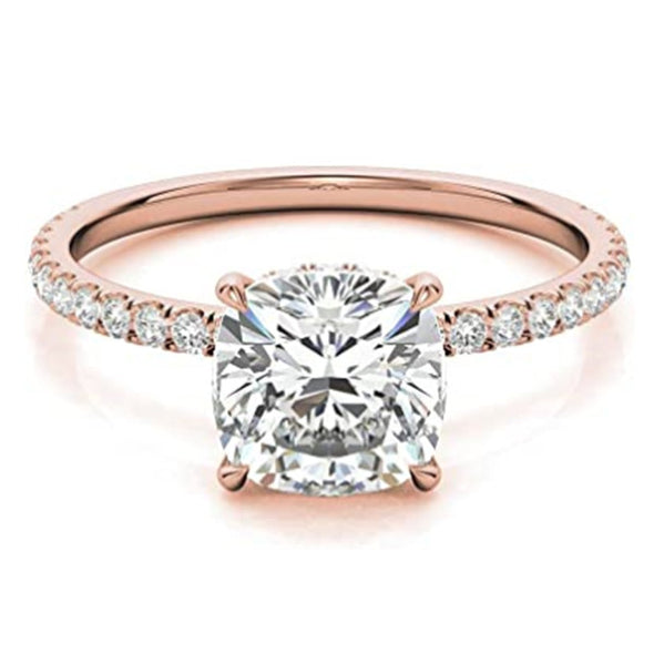 Sparkling Solitaire Cushion Cut Engagement Ring in Sterling Silver