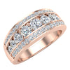 Three Row Half Eternity Band  Rose Gold Wedding Band in Sterling Silver