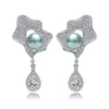 Elegant Pearl Shell Design Drop Earrings in Sterling Silver