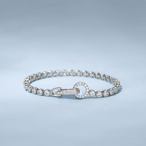 Sale | Round Cut Bezel Tennis Bracelet in Sterling Silver