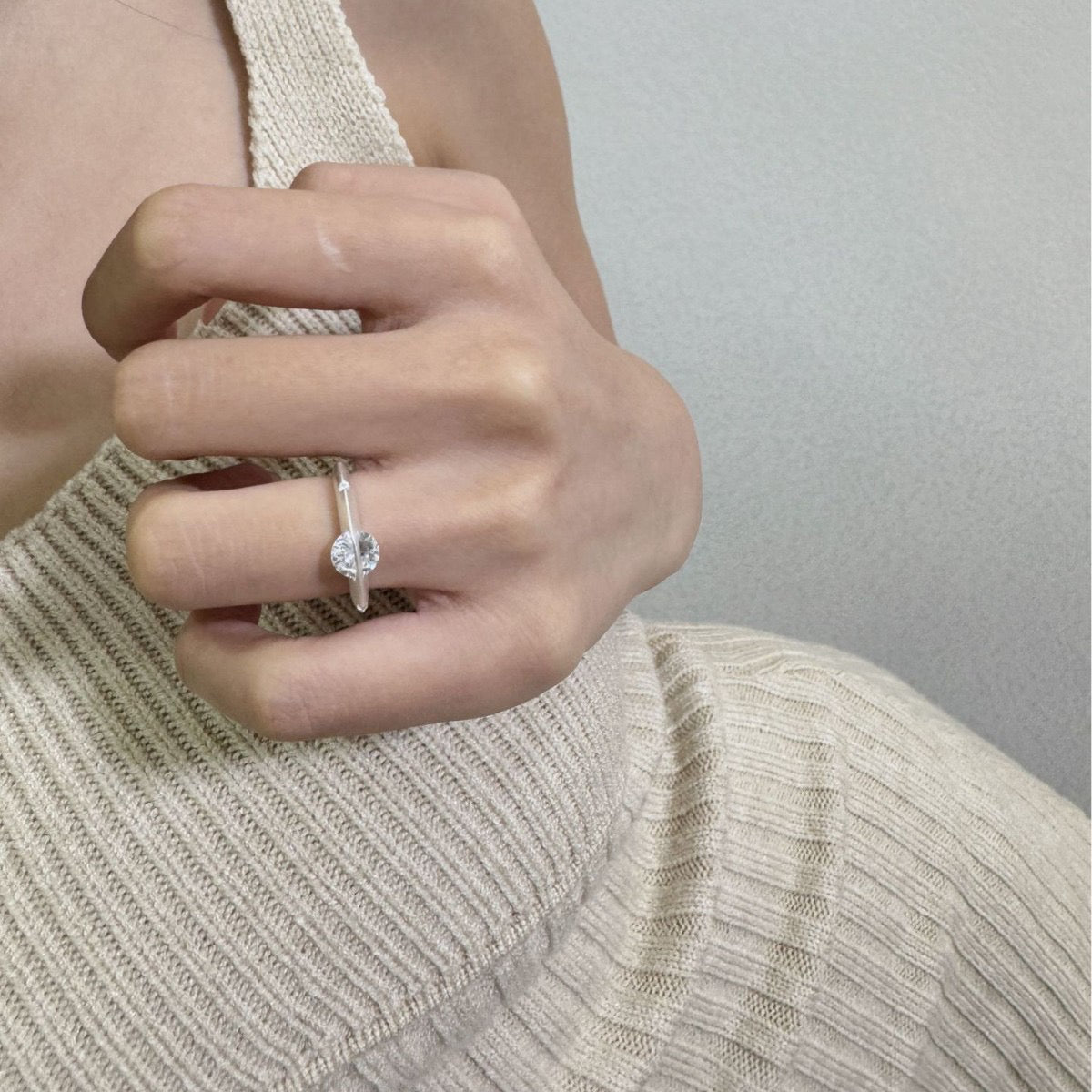 Celestial Spin Silver Rotating Solitaire Band Ring