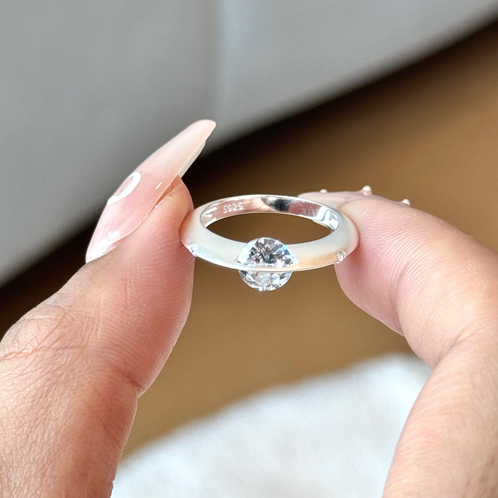 Celestial Spin Silver Rotating Solitaire Band Ring