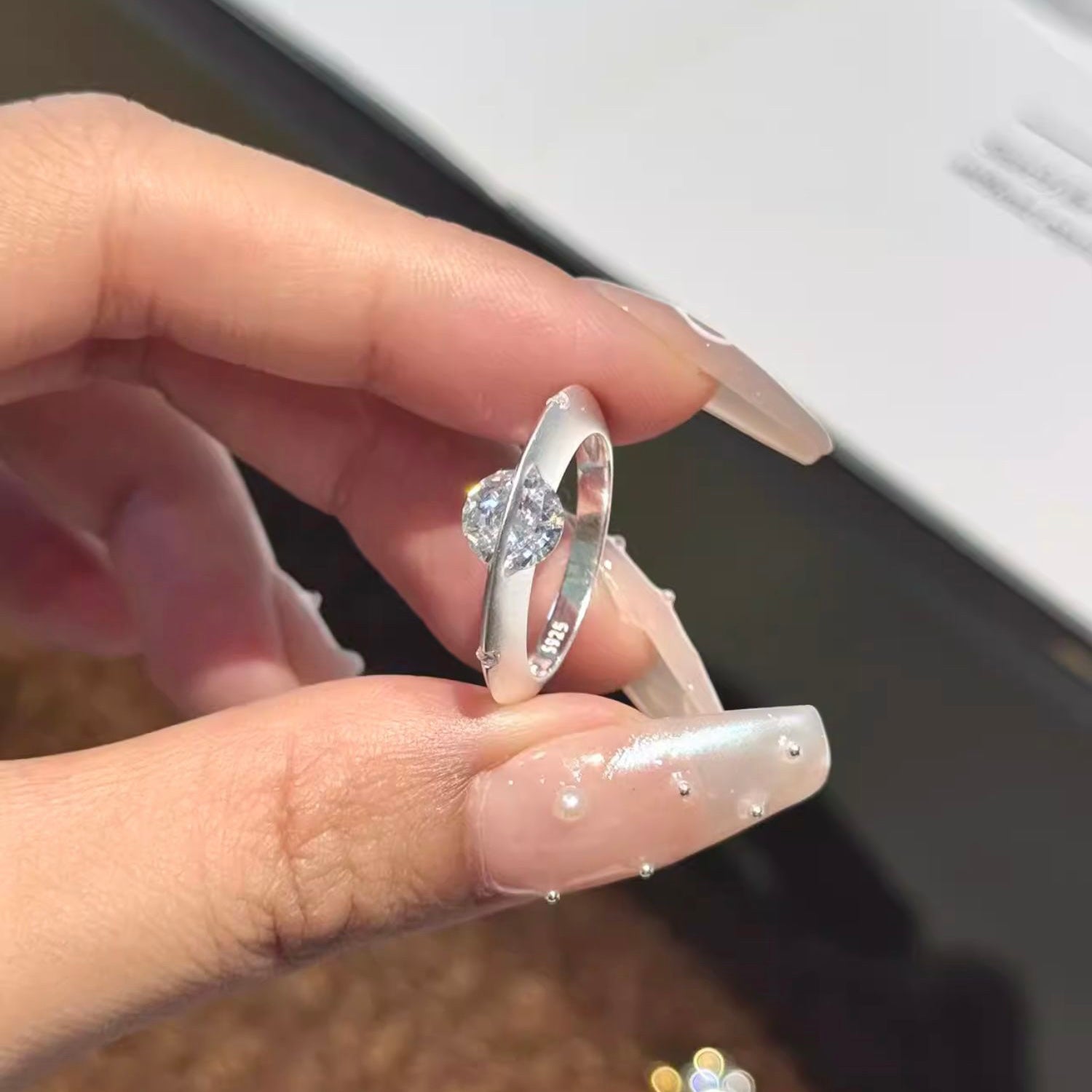 Celestial Spin Silver Rotating Solitaire Band Ring