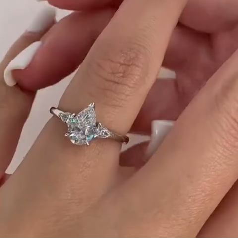 Pear Cut Three Stones Engagement Ring