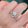 V Shape Split Shank Round Cut Sterling Silver Engagement Ring