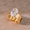 Wide Band Oval Elegant Vintage-Inspired Engagement Ring