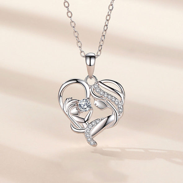 "Mommy's love" Exquisite Heart Design Sterling Silver Pendant Necklace