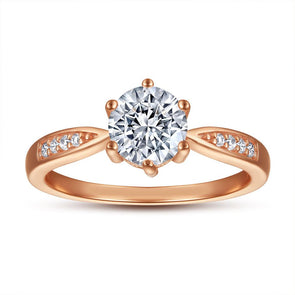 Classic Rose Golden Sterling Silver Solitaire Ring