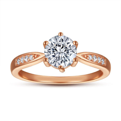 Classic Rose Golden Sterling Silver Solitaire Ring